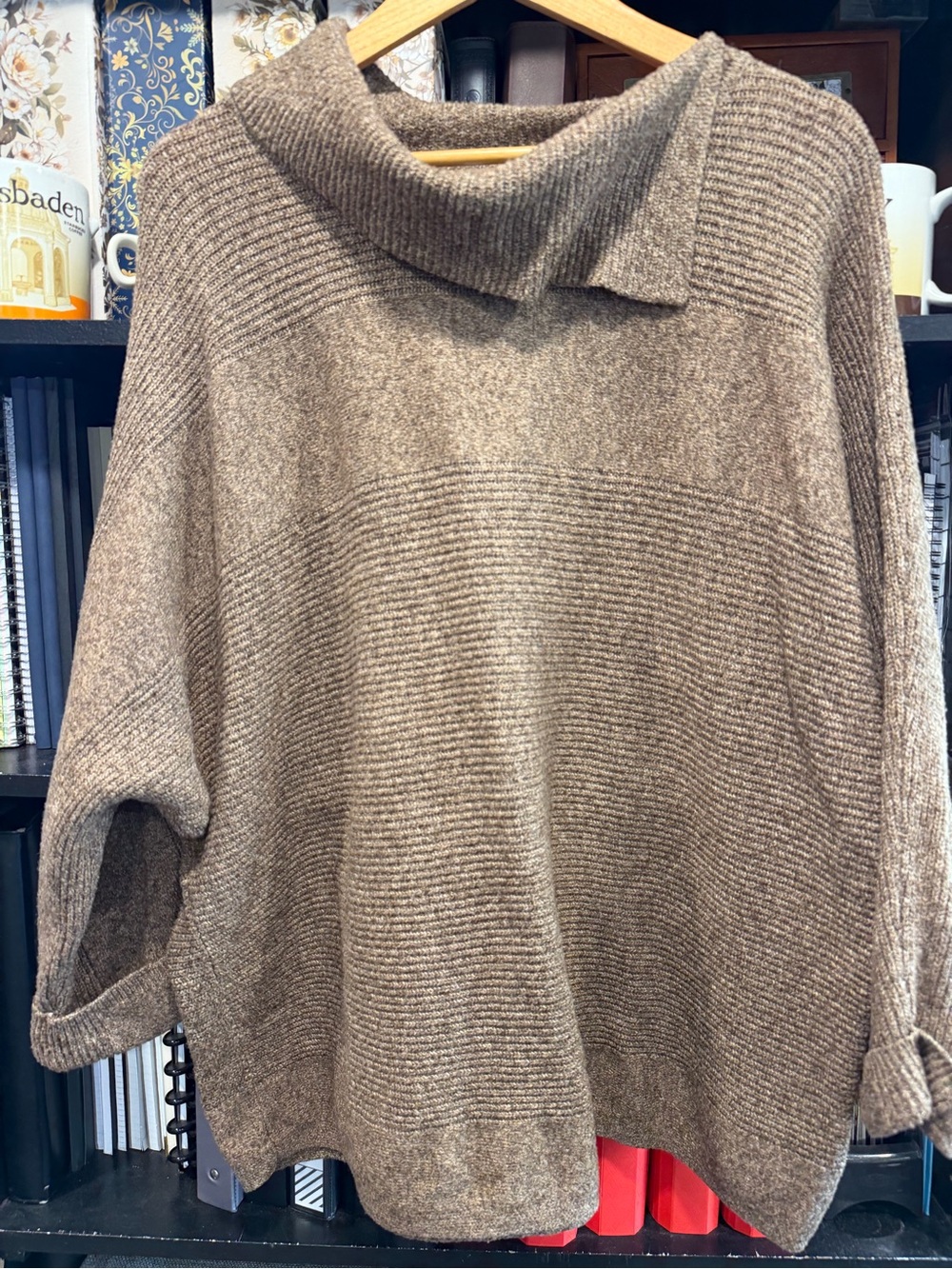 Lee Brown Ribbed Funnel Neck Sweater